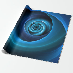 3D Spiral Blue Färg Modern Abstrakt Fractal Art Presentpapper
