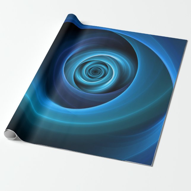 3D Spiral Blue Färg Modern Abstrakt Fractal Art Presentpapper (Utrullad)