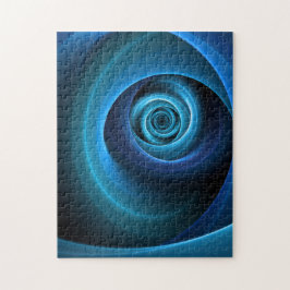 3D Spiral Blue Färg Modern Abstrakt Fractal Art Pussel