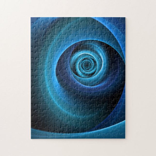3D Spiral Blue Färg Modern Abstrakt Fractal Art Pussel (Vertikal)