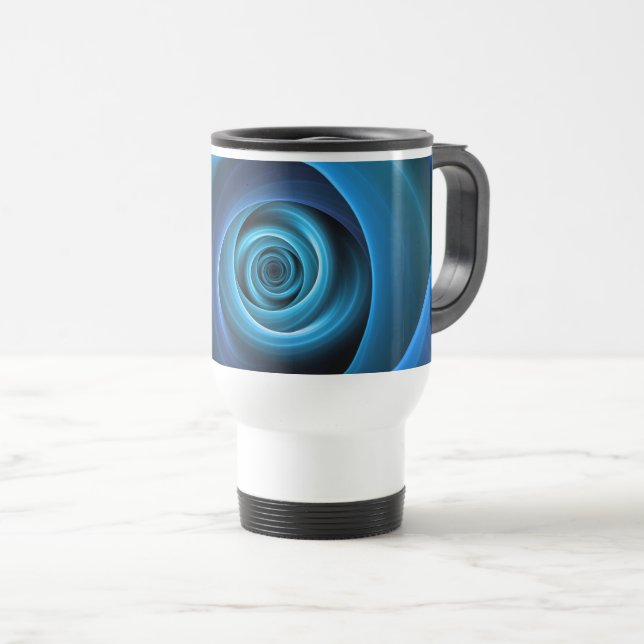 3D Spiral Blue Färg Modern Abstrakt Fractal Art Resemugg (Framsida höger)