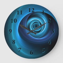 3D Spiral Blue Färg Modern Abstrakt Fractal Art Stor Klocka