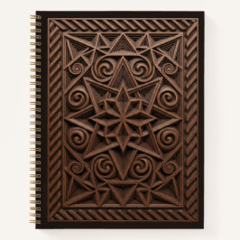 3D Spiral Star Mandala Wood Carved Journal