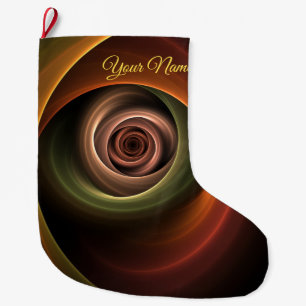 3D Spiral Warm Färg Abstrakt Fractal Art Namn Stor Julstrumpa