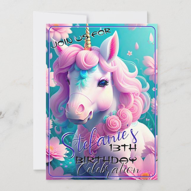 3D Spirit Pony 40 Birthday-inbjudan Inbjudningar (Framsida)