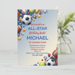 3D Sports Champion All Star Födelsedagsfest Inbjudningar