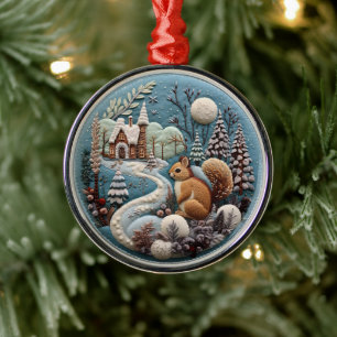 3D Squirrel Woodland Chirstmas Animal Julgransprydnad Metall