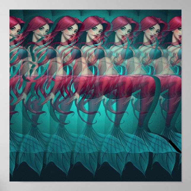 3D Stereogram Havfrue Affisch (Framsidan)