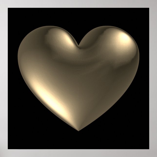 3D Stil Hjärtssymbol Röd Poster (Framsidan)
