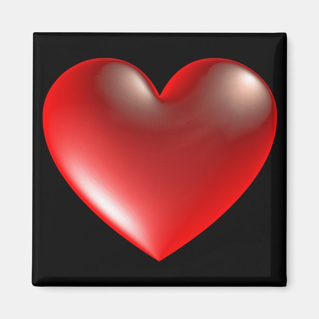3D Stil Hjärtsymbol röd Magnet (Framsidan)