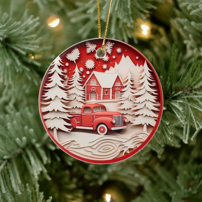 3D Stil Hjort i Forest Land-Helgdag Julgransprydnad Keramik (Träd)