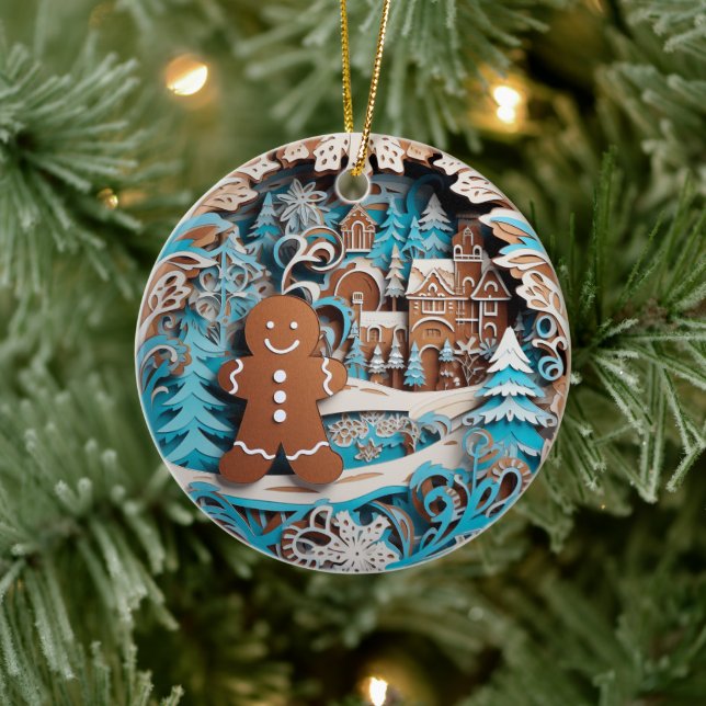 3D Stil Pepparkaksgubbe, House-jul-Helgdag Julgransprydnad Keramik (Träd)