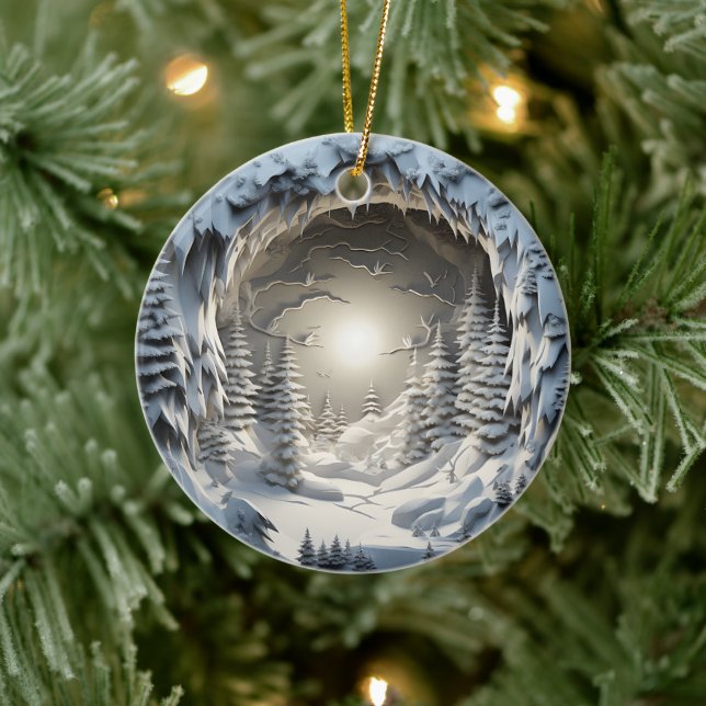 3D Stil Winter Nattjul Helgdag Julgransprydnad Keramik (Träd)