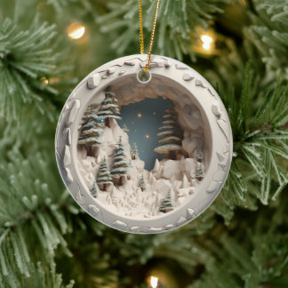 3D Stil Winter Träd & Stars-Helgdag - jul Julgransprydnad Keramik