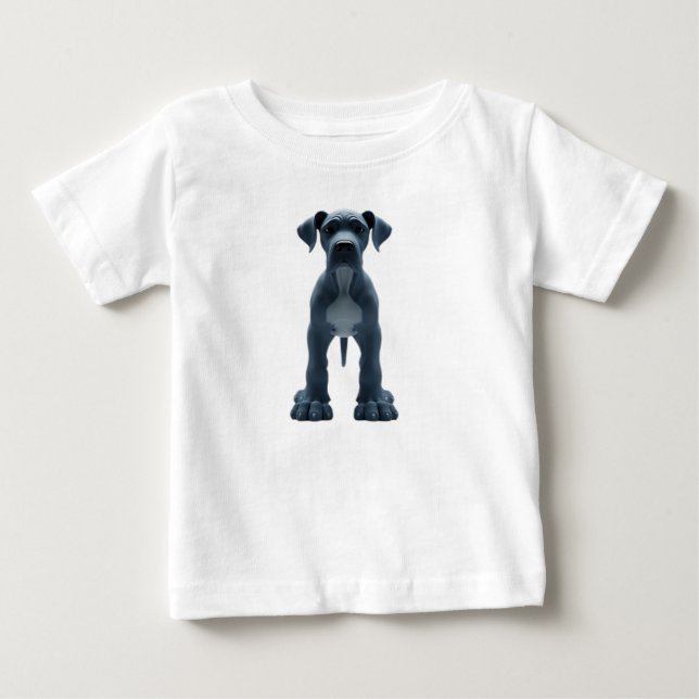 3D Stilisert Blå Grand Danois Karaktär  T Shirt (Framsida)