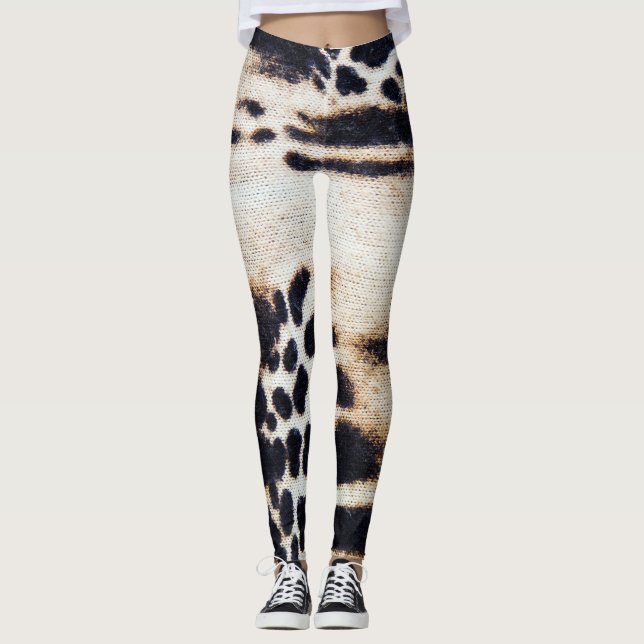 3d Stunning Animal mönster i Hyena Skin-design Leggings (Framsida)