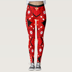 3d Stunning Tribal mönster i Fantastisk Red färg Leggings