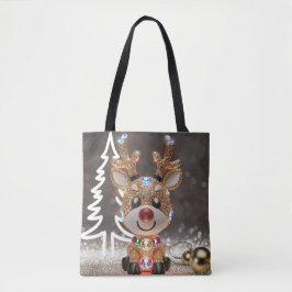 3D Stylized Rudolph Tote Bag julrenar Tygkasse