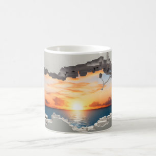 3D Sunrise över Wrap Sublication över Ocean Mugg