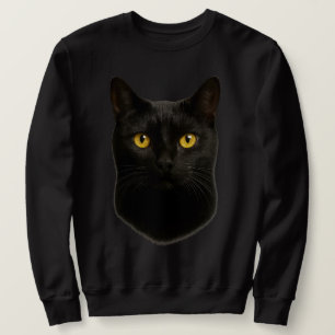 3D Svart Katt - Realistisk Katt Söt Kattälskare Lång Ärmad Tröja