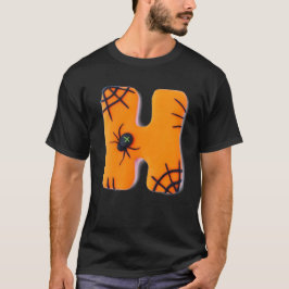 3D Svart och Orange Text Ord Brev H T-Shirt