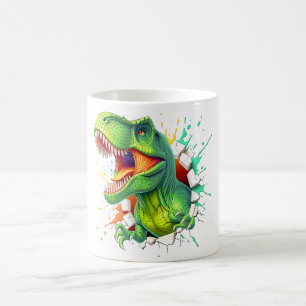 3D T-Rex Dinosaur Vägg Smash Pojkar Barn T-Shirt Kaffemugg