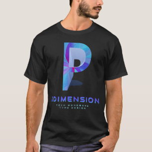 3D Tech Bokstav P Modern Monogram Stilren T Shirt