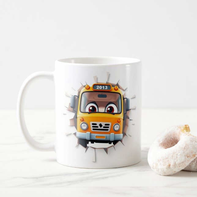 3d tecknad buss mugg omslag, 3d mugg omslagsdesign (Med munk)