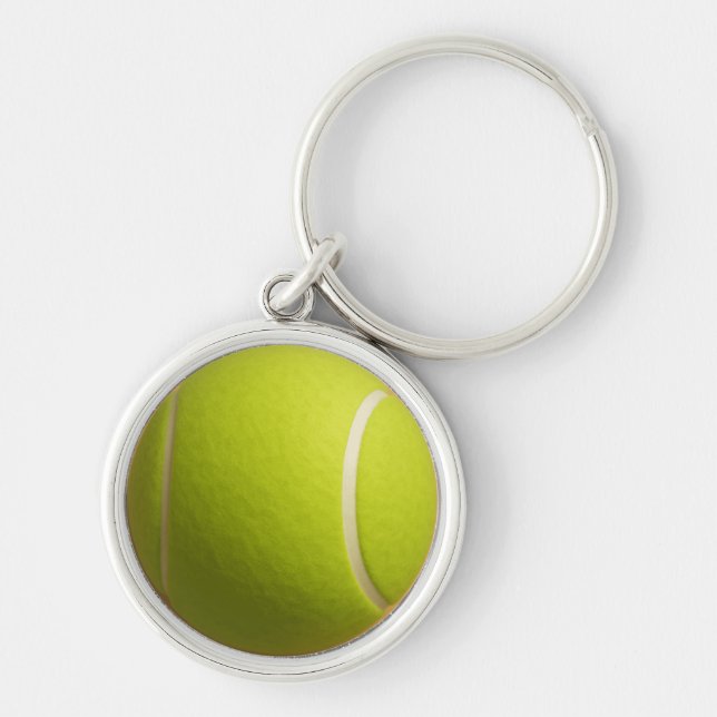 3D Tennis Design – Custom Option keychain Rund Silverfärgad Nyckelring (Framsidan)