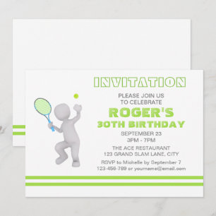 3D Tennis Player Tennis Racket Boll Personlig Inbjudningar