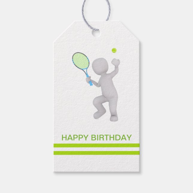 3D Tennis Player Tennis Racket Boll Personlig Presentetikett (Framsidan)