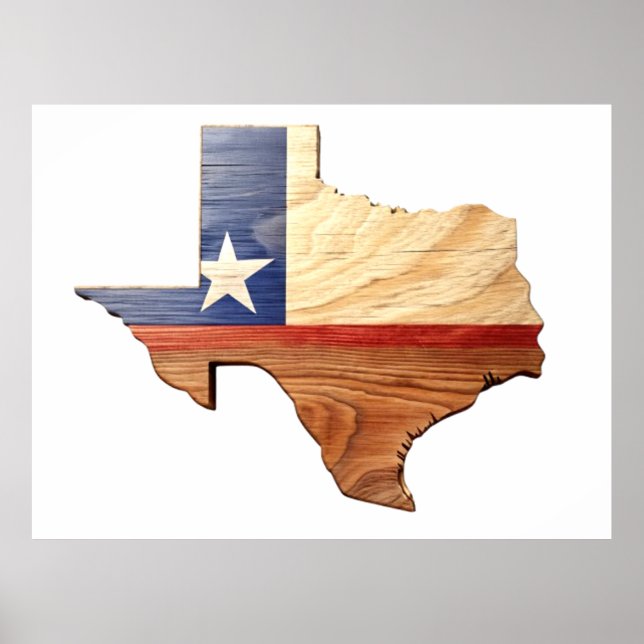 3D Texas Wooden Karta Poster (Framsidan)