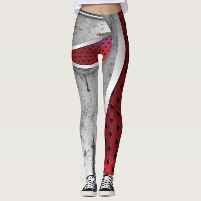 3D texturerat rött och grått Leggings (Framsida)