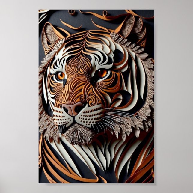 3D TIGER WALL ART POSTER (Framsidan)