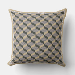 3D tiles beige design Throw Pillow Kudde