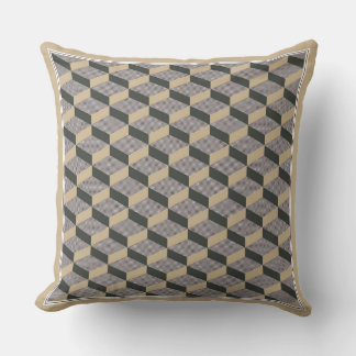 3D tiles beige design Throw Pillow Kudde