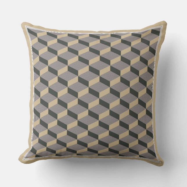 3D tiles beige design Throw Pillow Kudde (Framsida)
