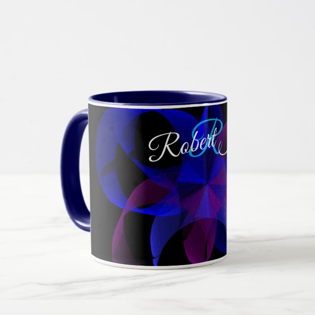 3D Till 2D Cylinder Ring Geometrisk Kaffe Mugg (Framsida vänster)