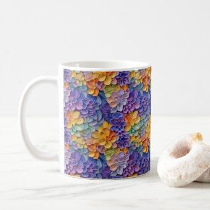 3D-Tittar färgade blommor Kaffemugg