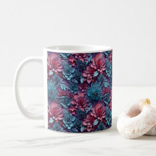 3D-Tittar färgade blommor Kaffemugg