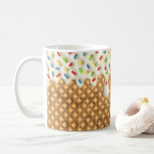 3D-Tittar tryckt "Dripping Vanilla Ice kräm" Kaffemugg