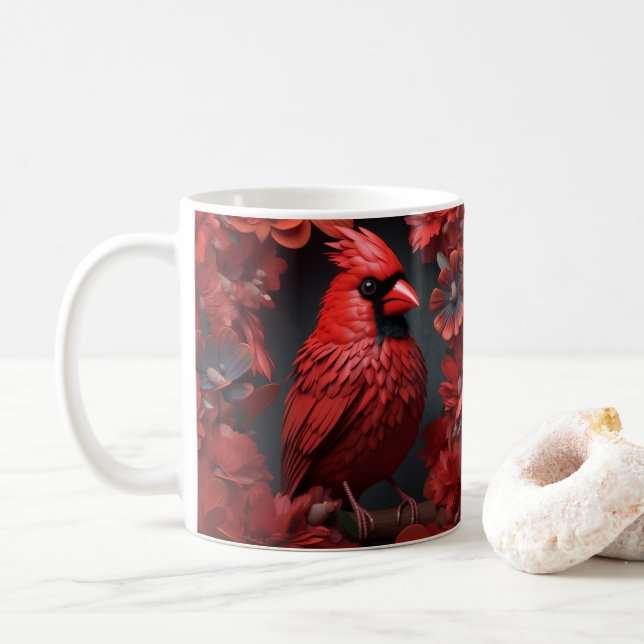 3D-Tittar tryckt kardinalrödfåglar Kaffemugg (Med munk)
