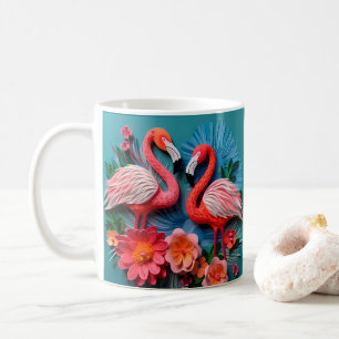 3D-Tittar tryckt Rosa Flamingos Kaffemugg