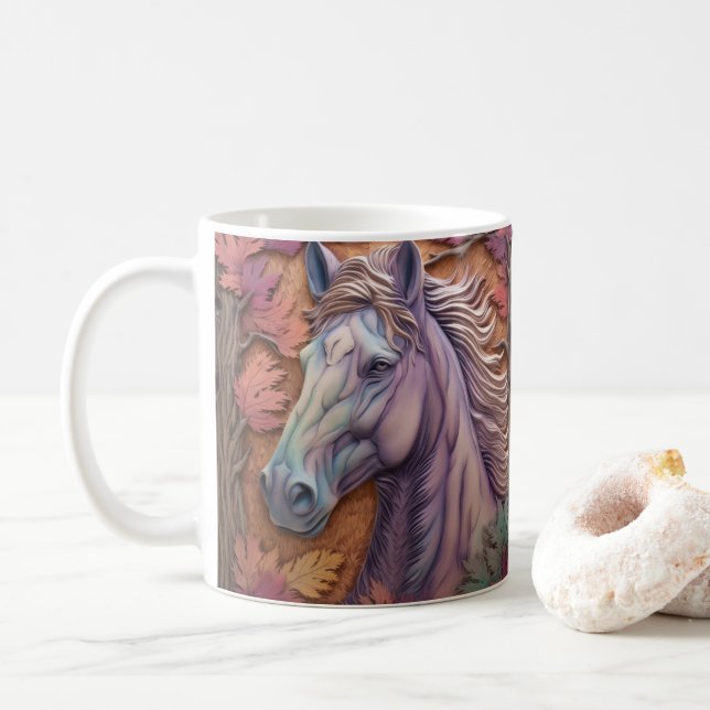 3D-Tittar tryckta hästar Kaffemugg (Med munk)