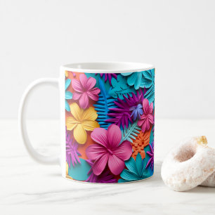 3D Tittar tryckta hawaiiska tropiska blommor Kaffemugg