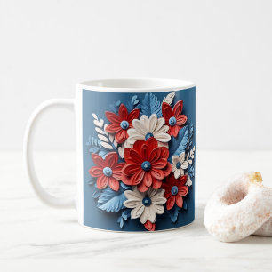3D-Tittar tryckta patriotiska blommor Kaffemugg