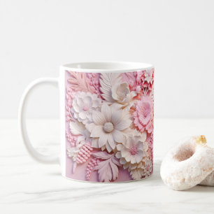 3D-Tittar tryckta Rosa Flowers Kaffemugg