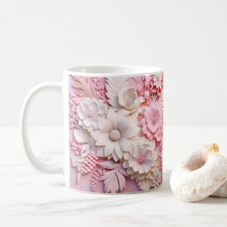 3D-Tittar tryckta Rosa Flowers Kaffemugg
