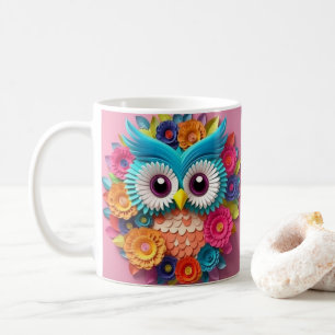 3D-Tittar utskriven färglös Uggla Kaffemugg