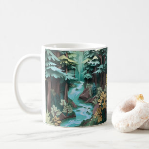 3D-Tittar utskriven flodskog Kaffemugg